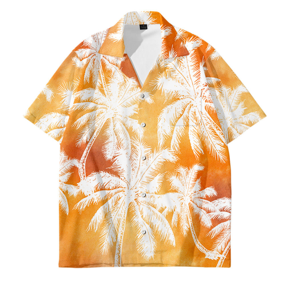Men's Oversized Hawaiian Palm Pocket Shirt
