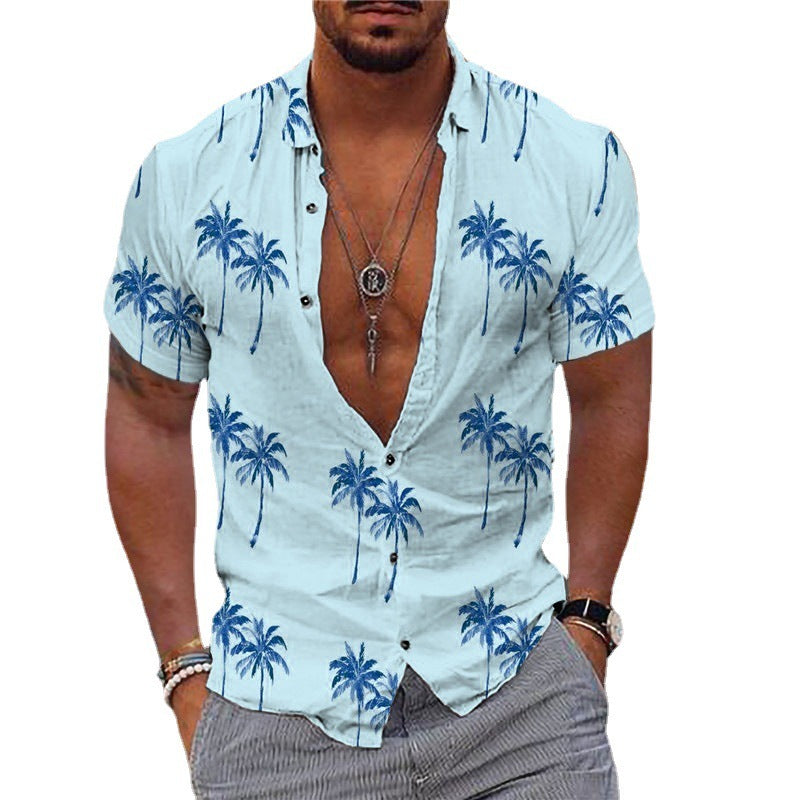 Summer Beach Shirt Hawaiian Style Print
