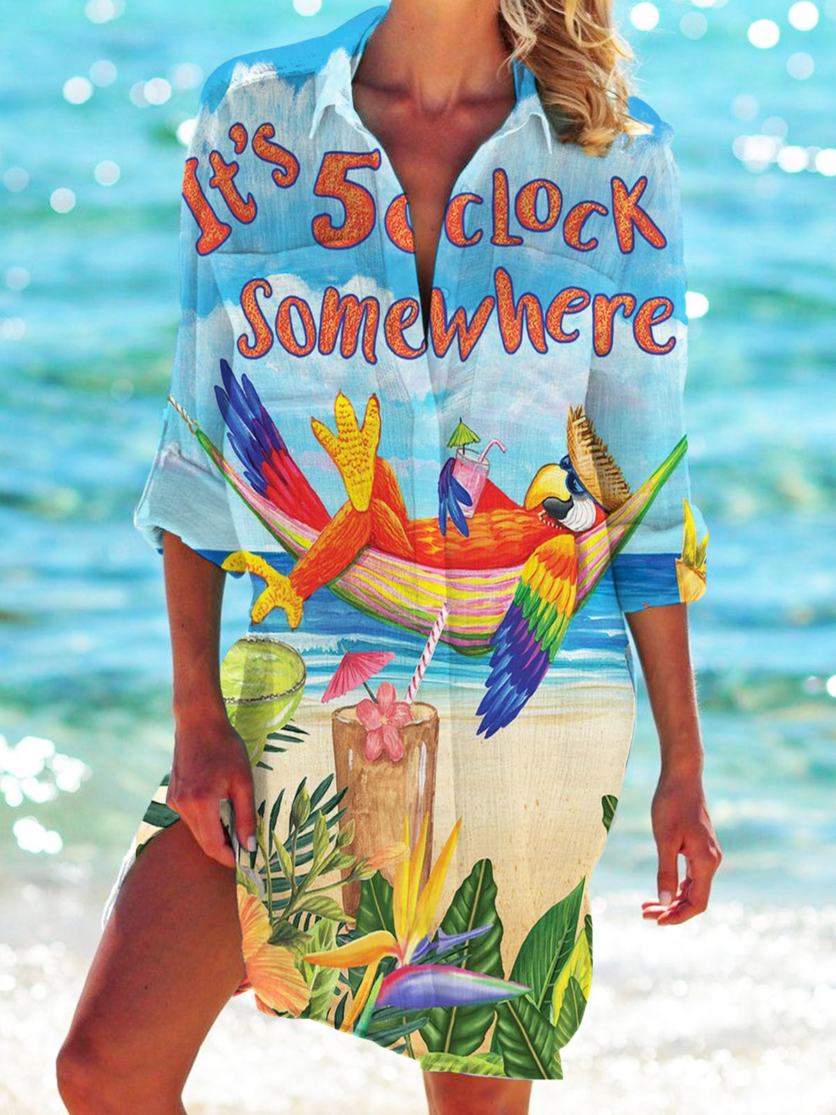 Women's Hawaiian Style Bikini Beachwear Shirt