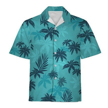 3D New Print Casual Polo Collar Printed Thin Hawaiian Printed Shirt