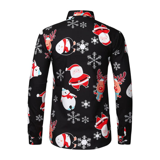 Festive Fun in Long Sleeves: Men's Christmas Print Long Sleeve Shirt. Celebrate the holidays in style and comfort with a festive Christmas print on a long-sleeve shirt.