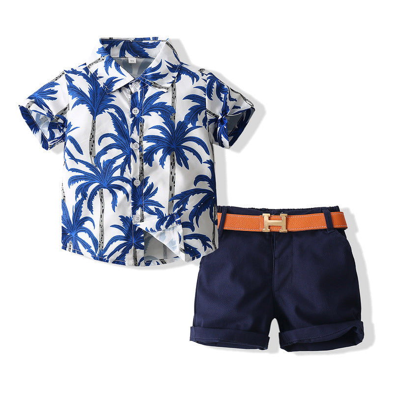 Boys Beach Style Short Sleeve Hawaiian shirt with pant