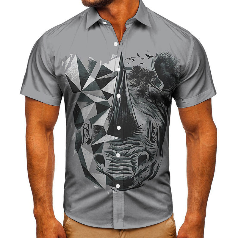 Short-sleeved Shirt Animal 3D Digital Printing Shirt Men's Top Shirt
