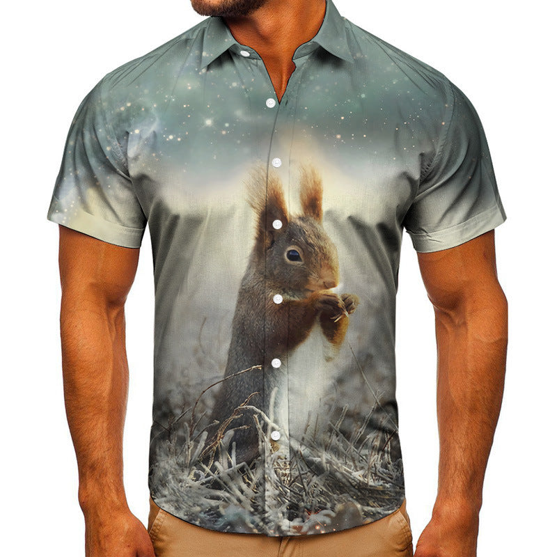 Short-sleeved Shirt Animal 3D Digital Printing Shirt Men's Top Shirt