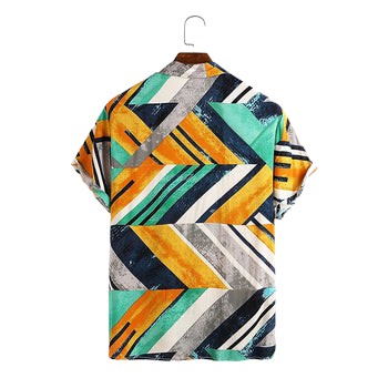 Colorful geometric color block Hawaiian shirt for casual wear