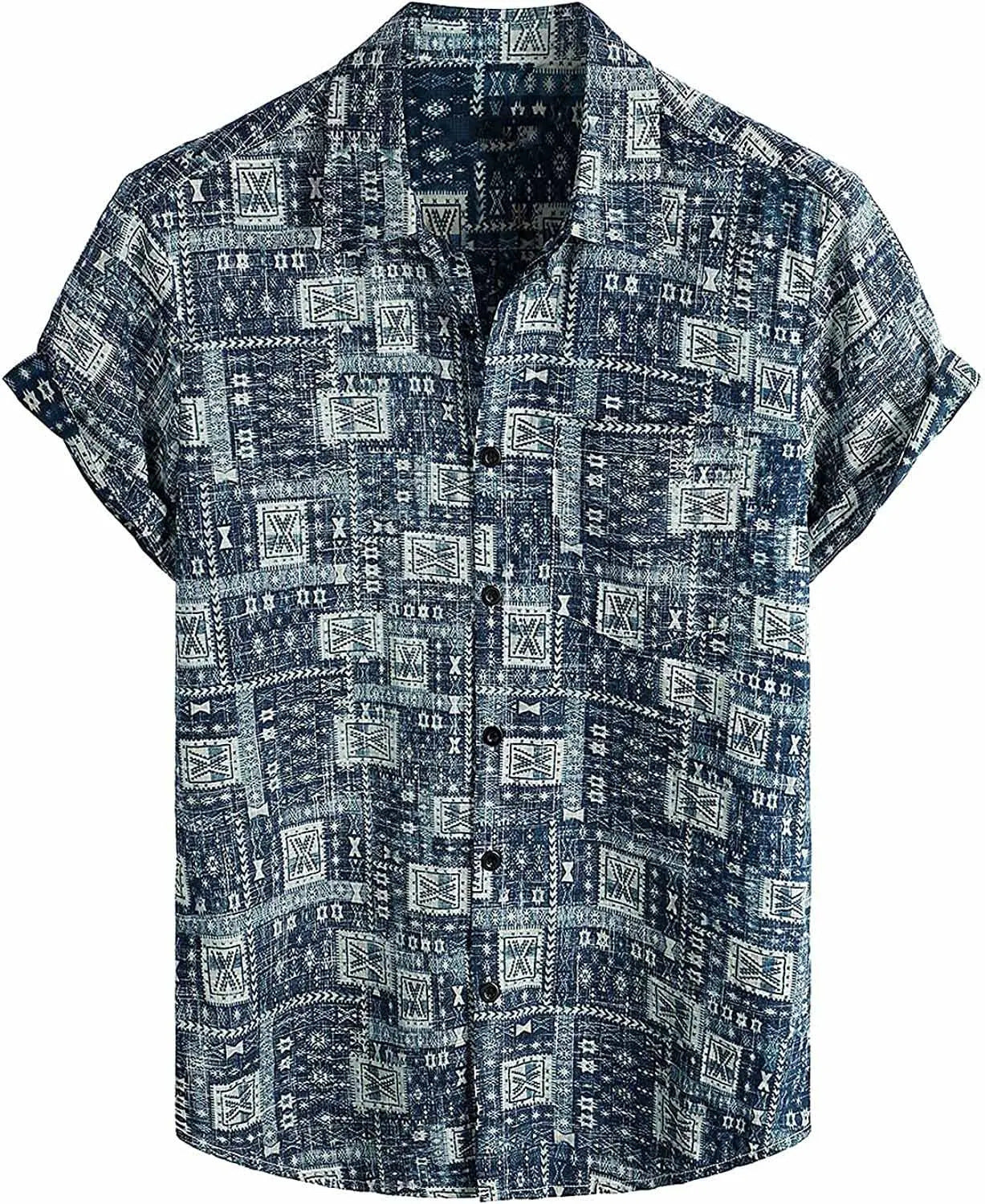 Men's Hawaiian Casual Flower Short Sleeve Single-breasted Beach Tropical Shirt