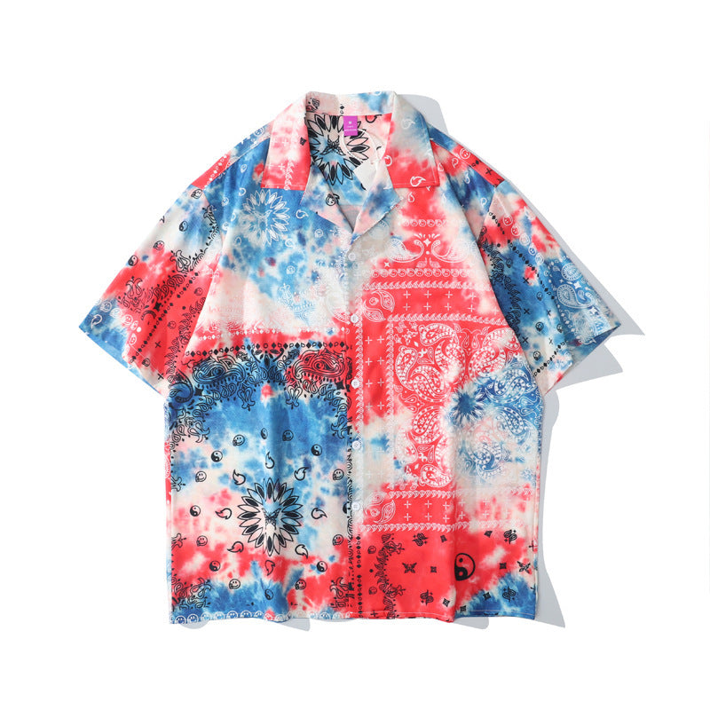 Hawaiian Beach Short Sleeve Cashew Flower Shirt