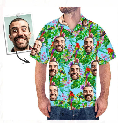 Customized Photo Printed Hawaiian Short Sleeved Casual Shirt