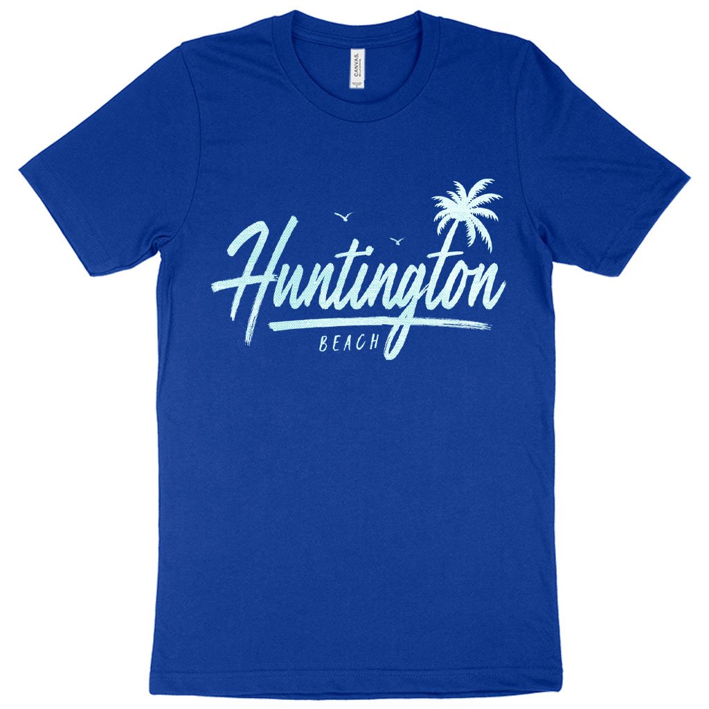 Blue color Huntington Beach t shirt for kids womens and men's