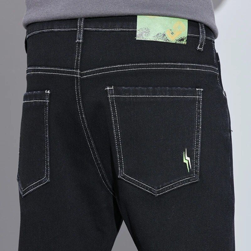 Men's winter fleece-lined slim fit jeans, combining warmth, style, and casual appeal