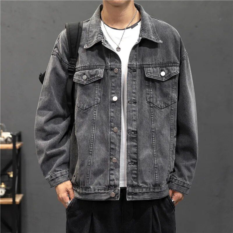 Denim bomber jacket for men, perfect for business casual