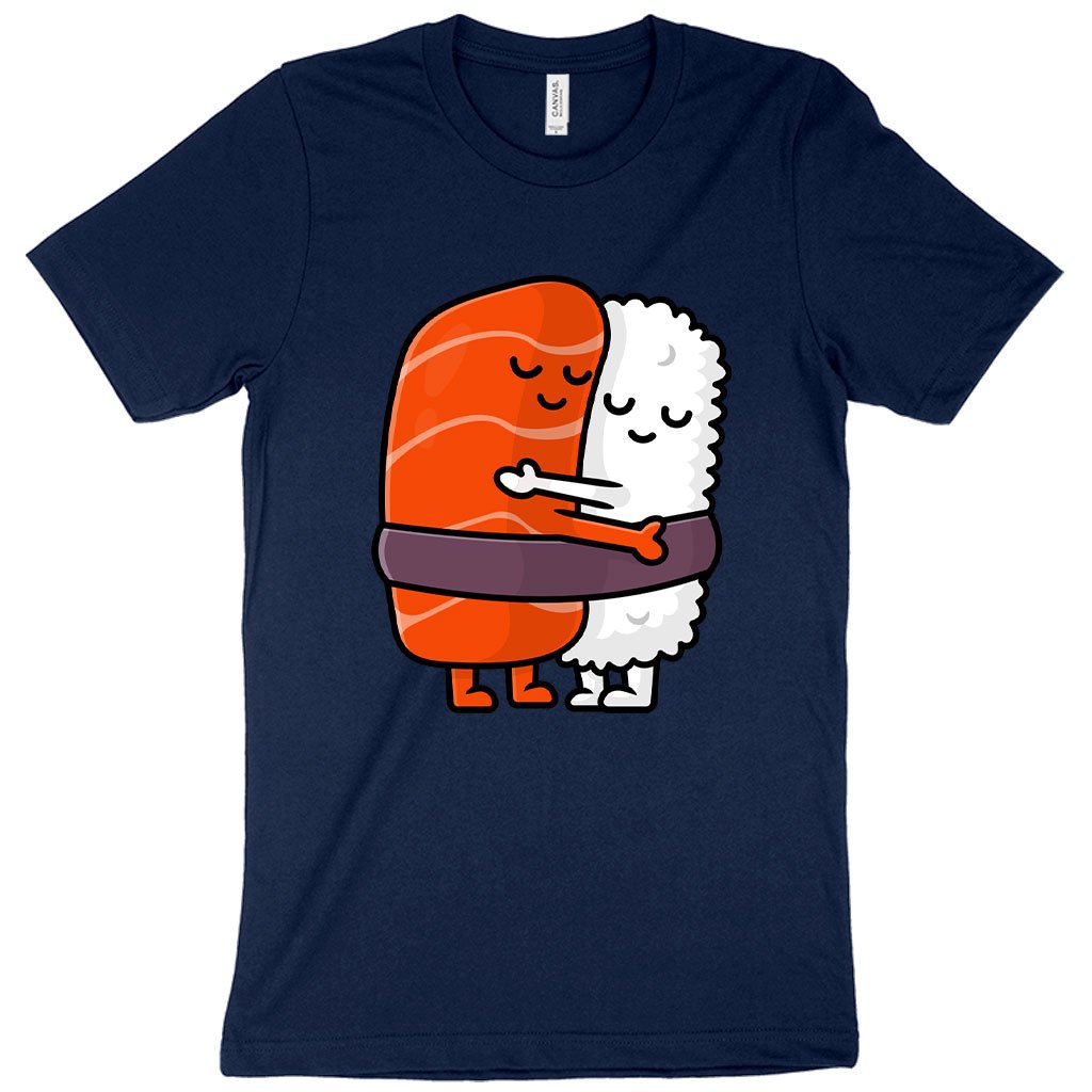 Navy blue cute Funny Sushi Hug T-shirts for Couples