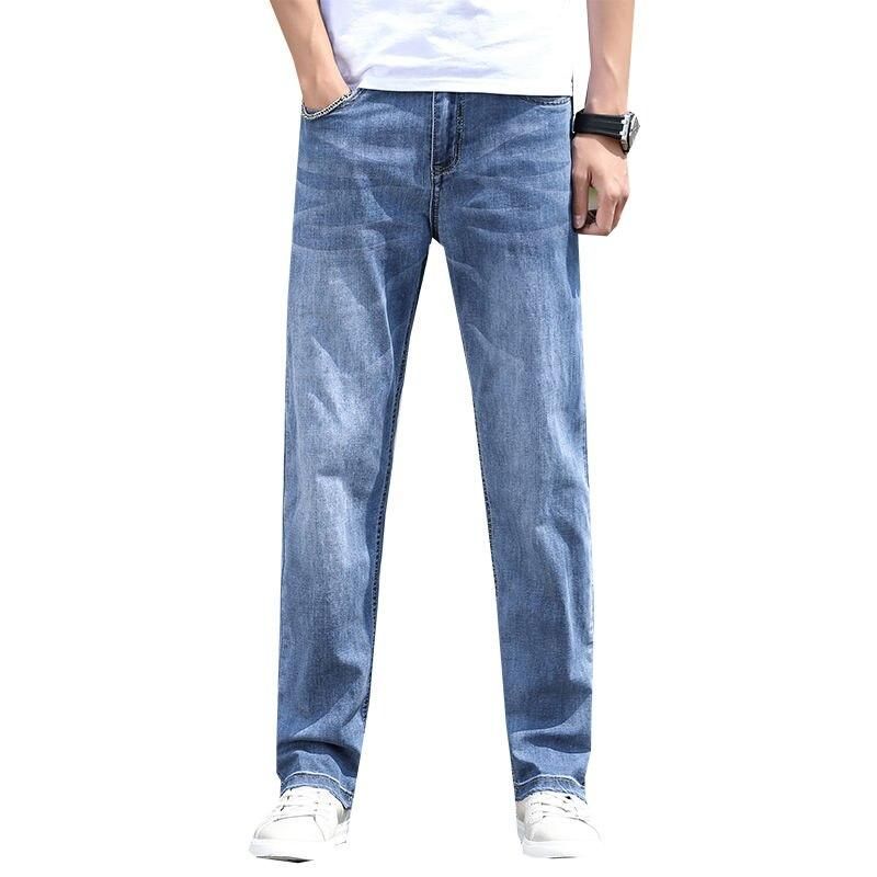 Light Blue Casual Summer Denim Jeans on a white background