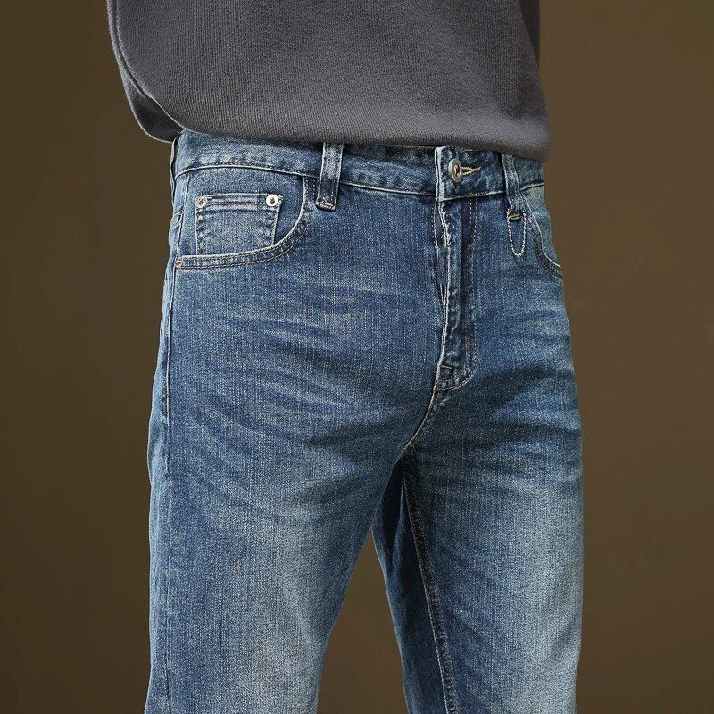 Spring Autumn Men's Regular Fit Stretch Jeans | Business Fashion Style Casual Denim Pants