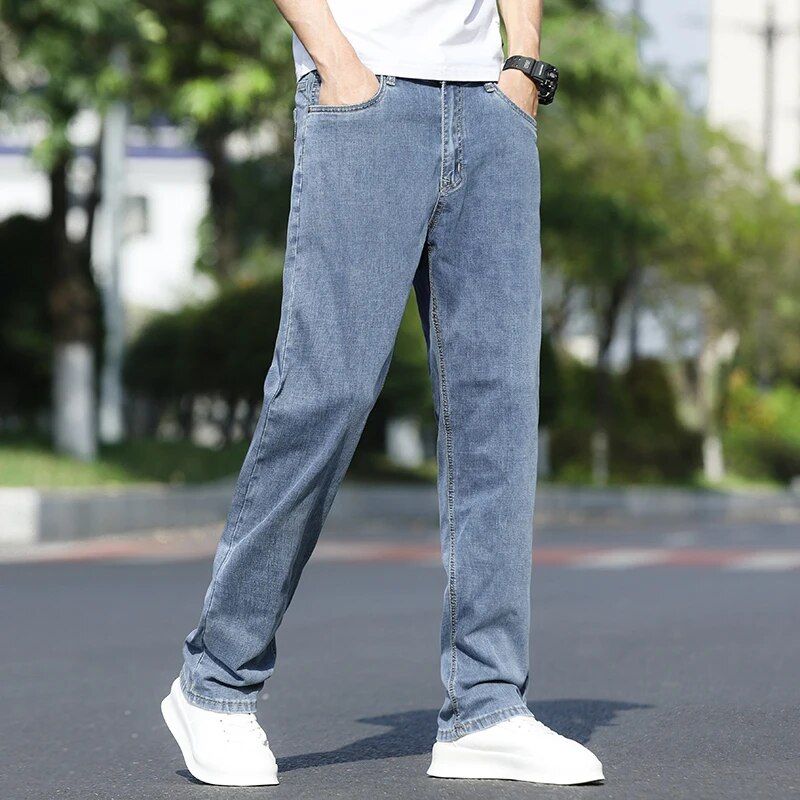 Men's Summer Loose Straight Denim Jeans 
