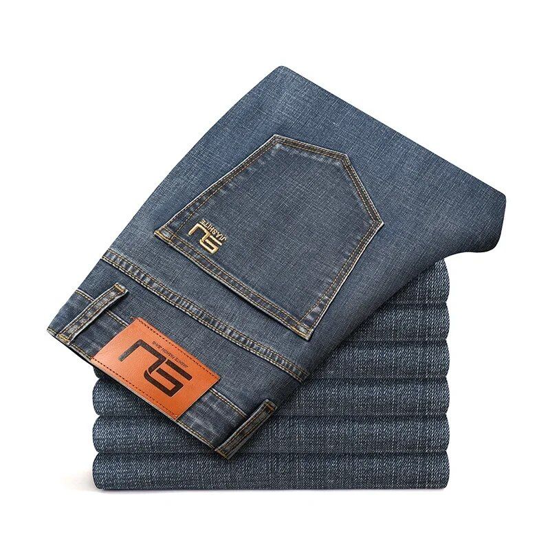 Slim fit straight leg jeans for men, featuring stretch cotton for year-round wear.