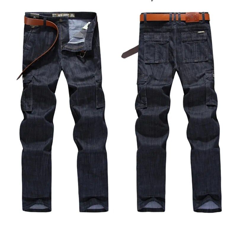 Men's Casual Multi Pocket Military Cargo Jeans