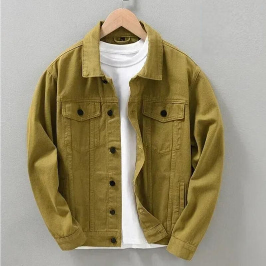 Men's Vintage Soft Cotton Denim Jacket - Spring/Autumn Casual Slim Fit