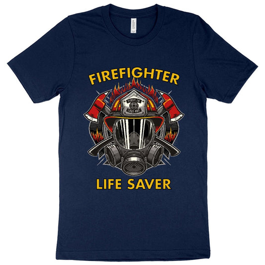 Blue Firefighter Life Saver T-Shirt on a white background