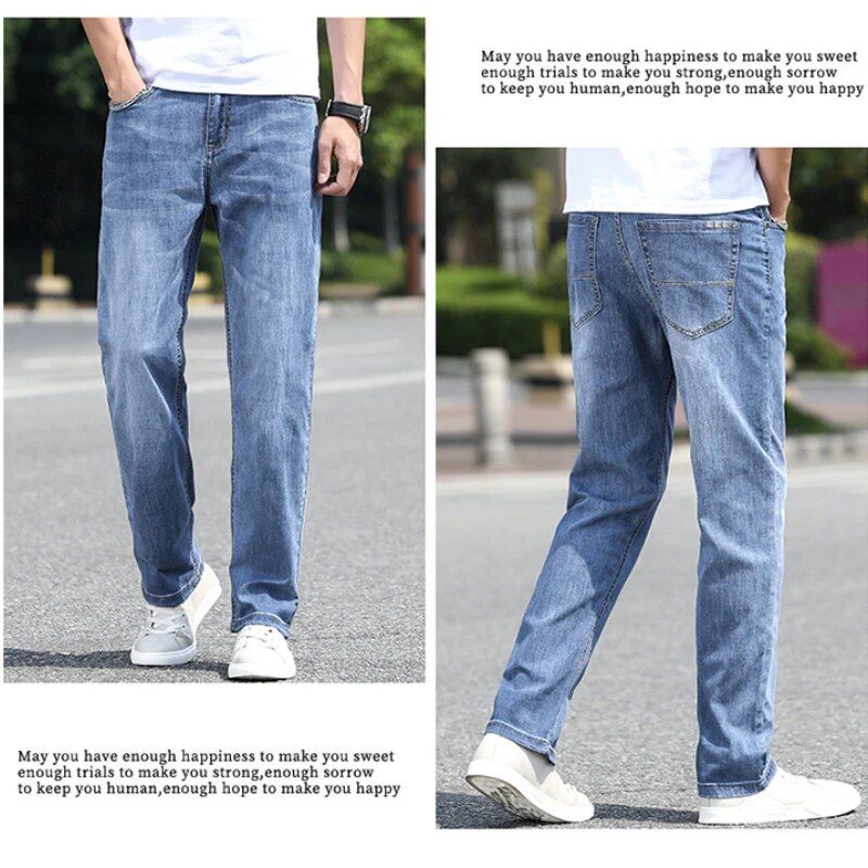 Men's denim jeans, loose and straight, perfect for summer