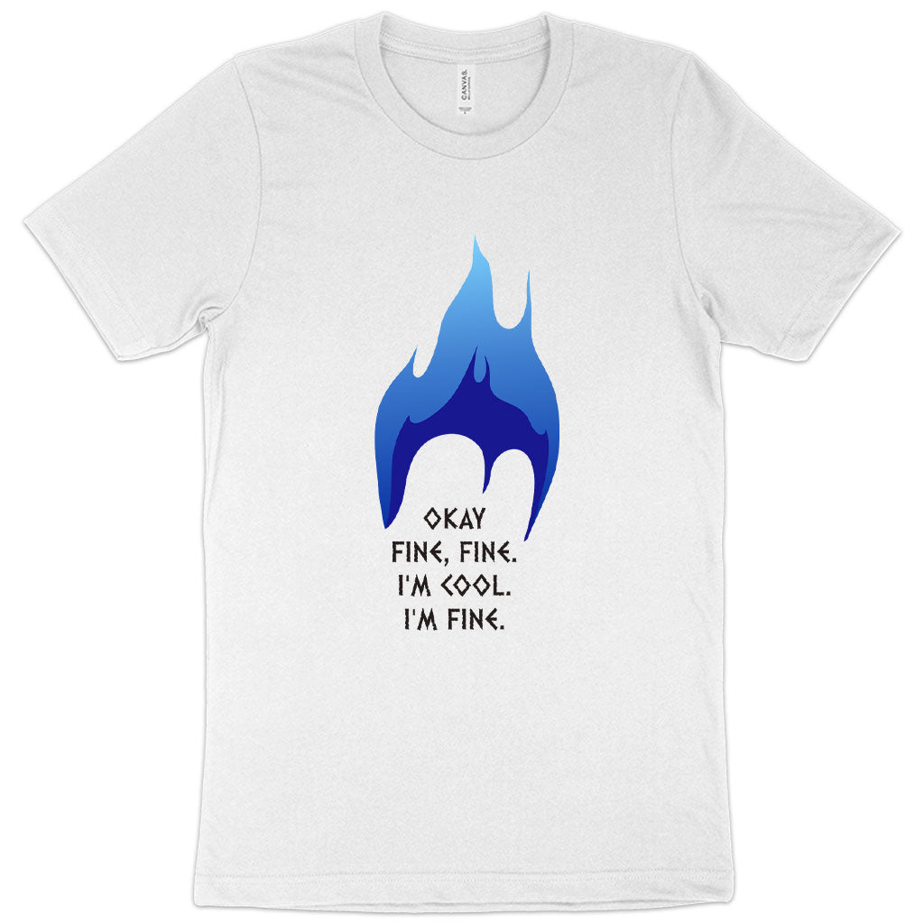 I'm Cool I'm Fine: Hades God Of The Underworld white color blue printed T-Shirt 