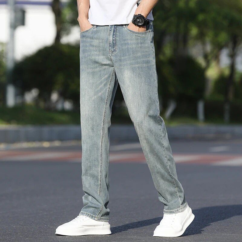 Men's summer loose straight denim jeans
