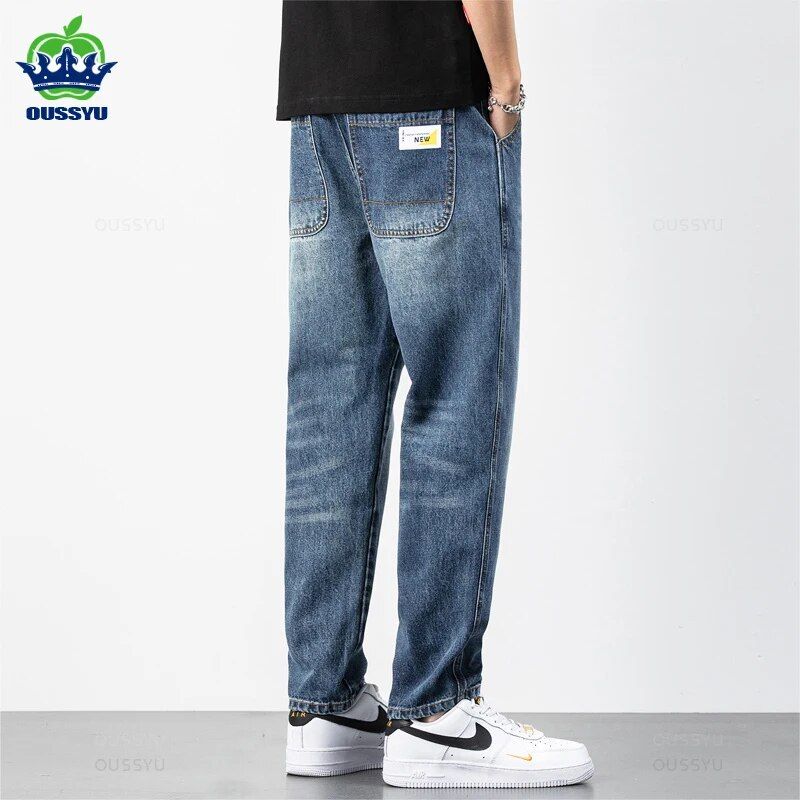 Men's High-Quality Cotton Harem Jeans - Ankle Length Retro Denim