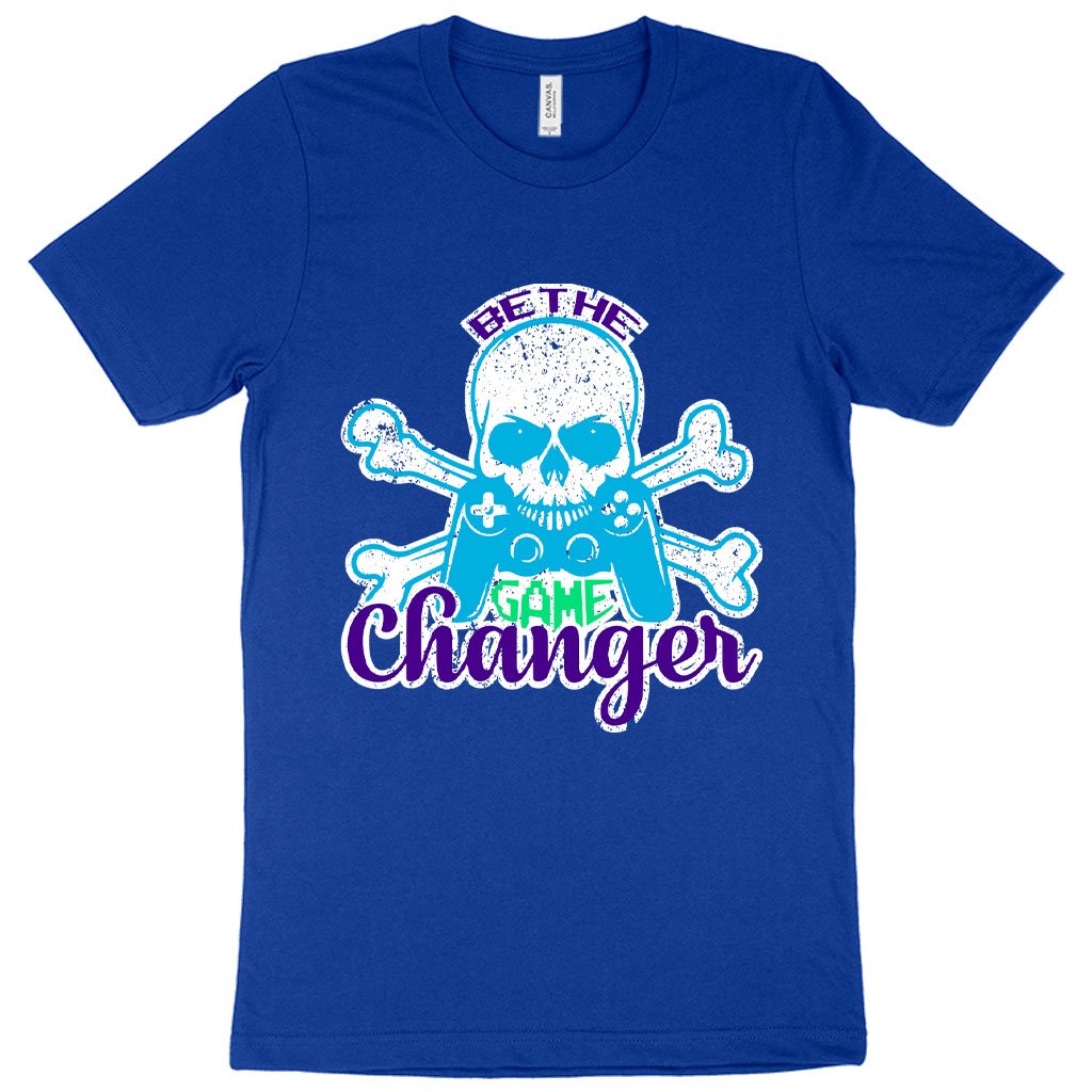 A blue variant of Be The Game Changer graphics T-shirt