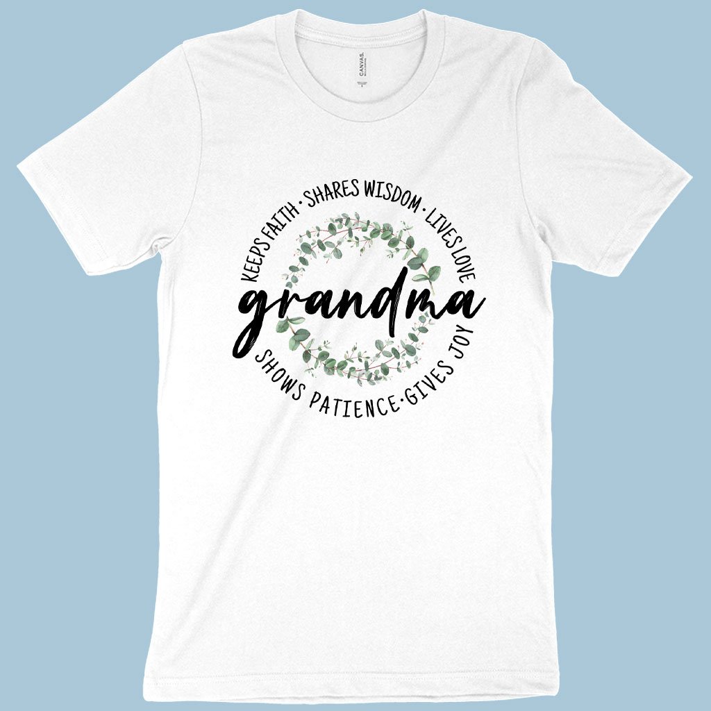 short sleeve white color grandma t shirt 
