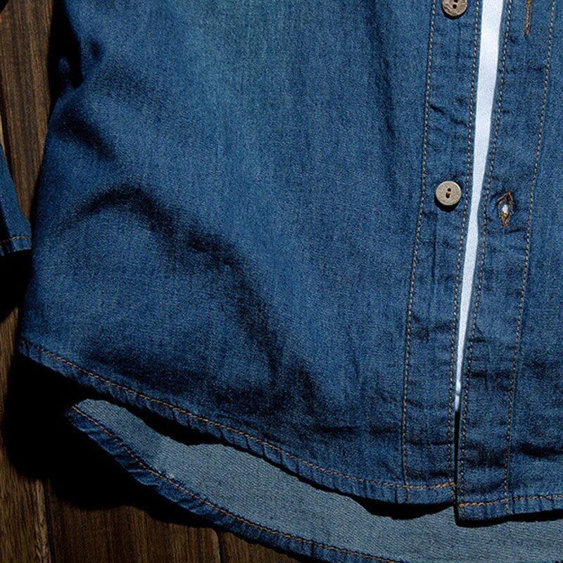 Dark blue classic retro jeans shirt