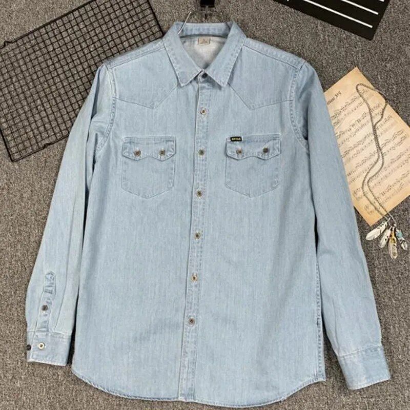 Product image of a sky blue Light color cowboy denim shirt