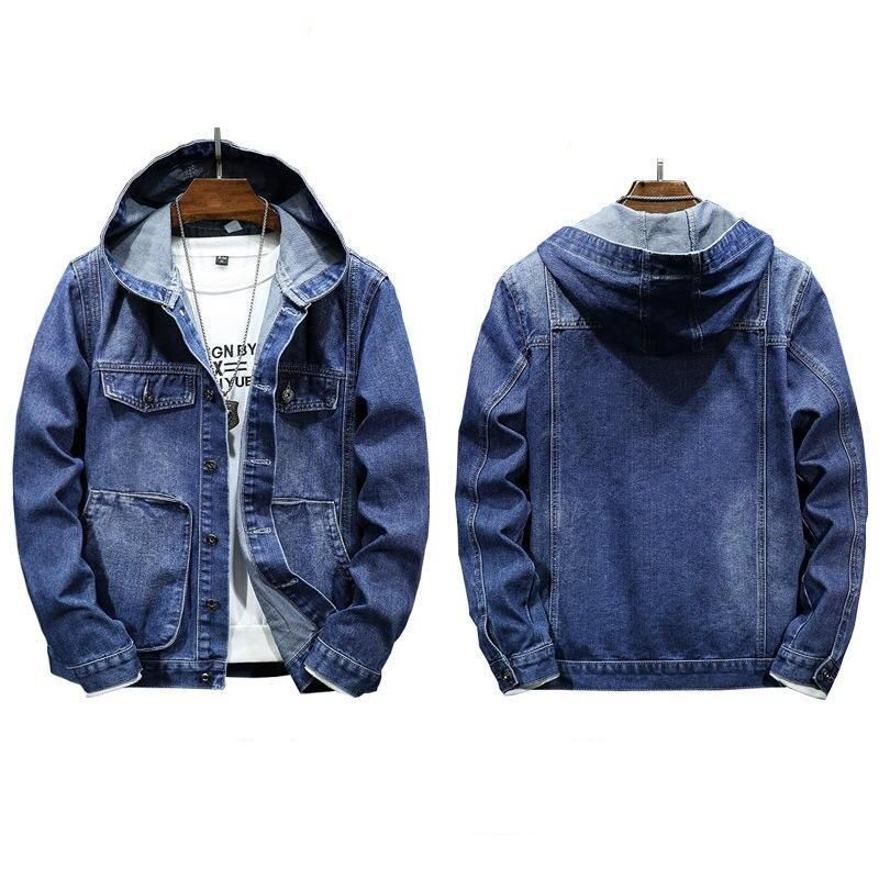 Men's Denim Jacket With Hood - Casual Style Spring & Autumn Essential
