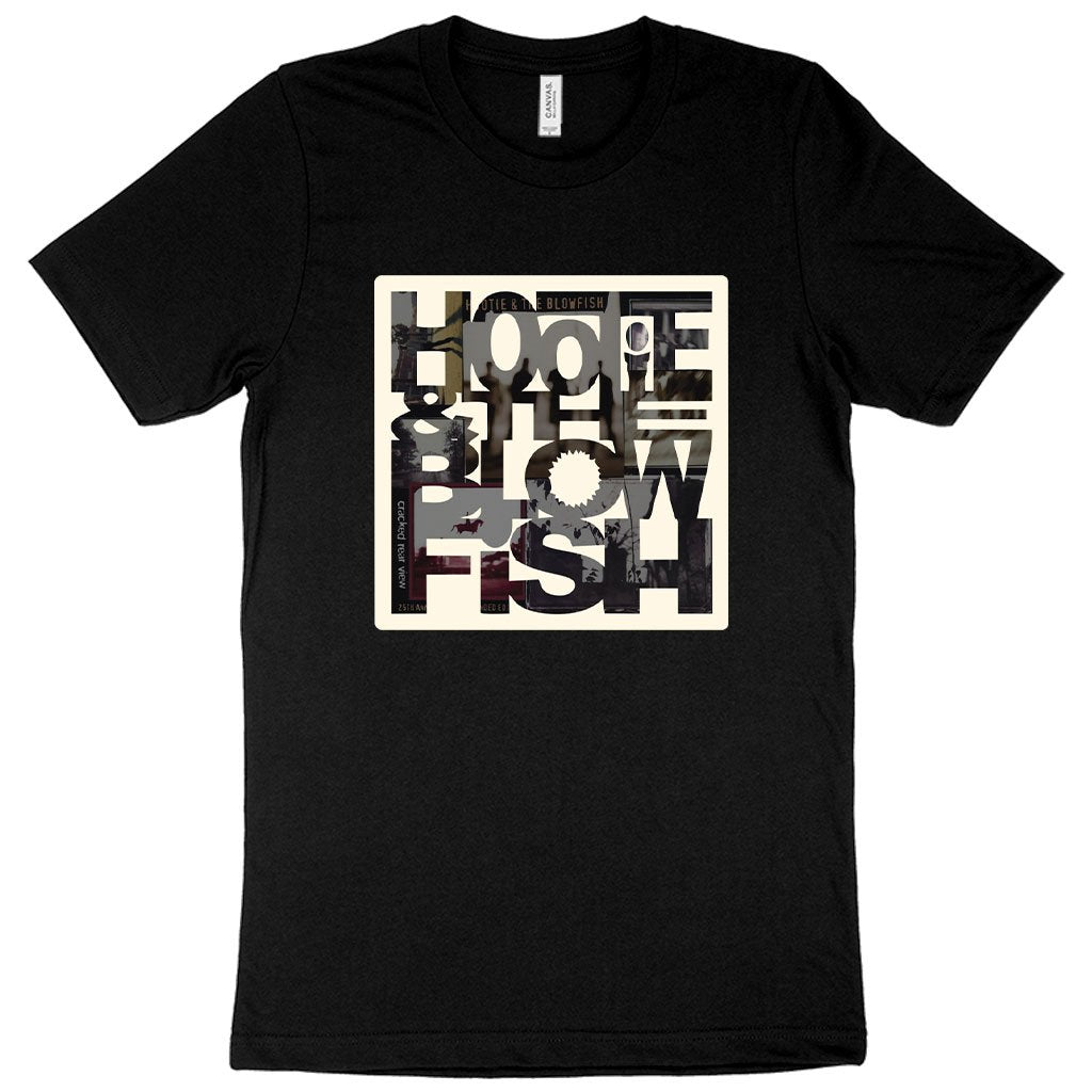 Hootie and the Blowfish black T-shirt with white graphics