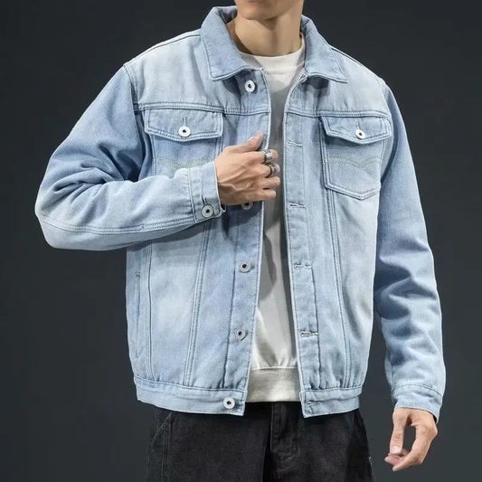 Classic Men's Spring Denim Jacket - Casual Pocket Style Outerwear