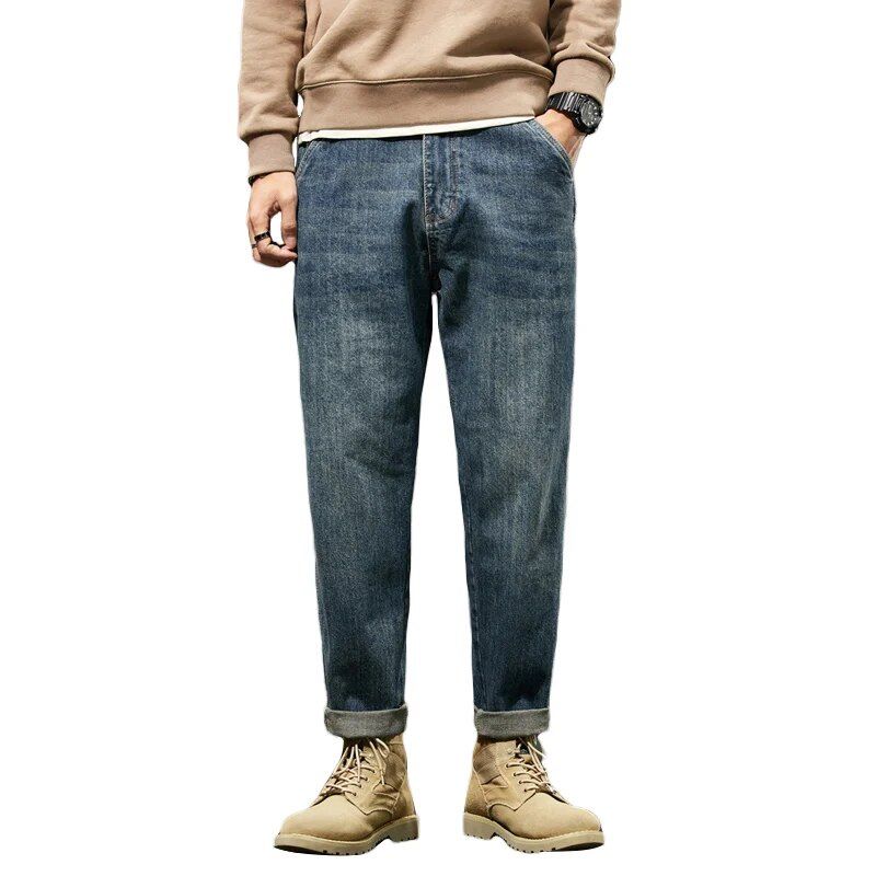 Men's Loose Fit Wide Leg Blue Baggy Jeans