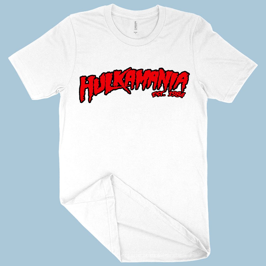 white color Hulk Hogan Hulkamania T-Shirt with red print