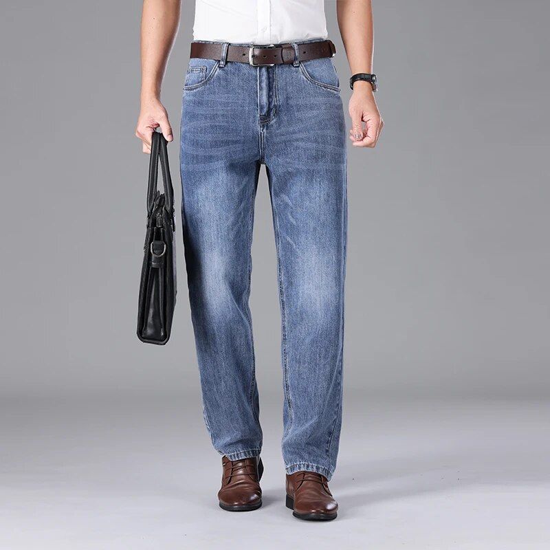 Straight fit denim jeans for men, crafted from luxury cotton.