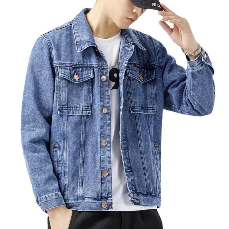 Men's casual denim jacket with vintage style