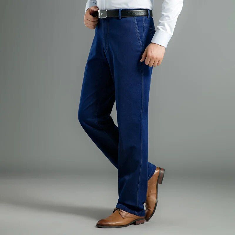 Men's Vintage High Waist Straight Leg Casual Denim Jeans