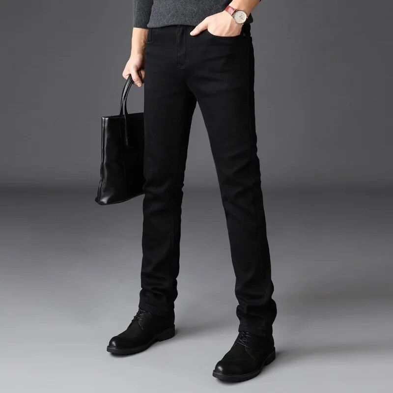 Men's vintage-style denim jeans with stretch, cut in a classic straight fit